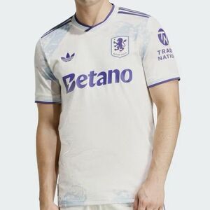 Adidas Aston Villa 25/26 Third Men’s Size S White Purple Authentic Soccer Jersey